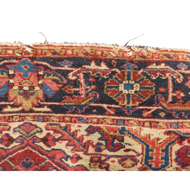 Persian Heriz 1920s Antique Persian Rug W/ Large Geometric Medallion - 11'3" X 8'4" For Sale - Image 3 of 7