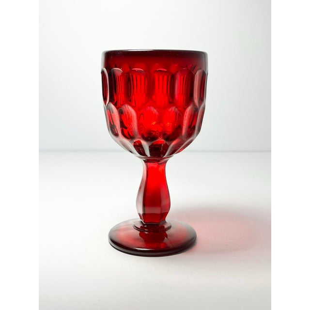 Fenton Art Glass Company 1980s Fenton “Thumbprint, Ruby Red” Wine Glasses - Set of 9 For Sale - Image 4 of 6
