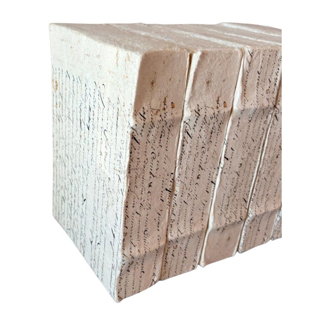 2010s Restoration Hardware Petite Tomes Parchment Handcrafted Books – Set of 5 Rustic Book Stack For Sale In Dallas - Image 6 of 11