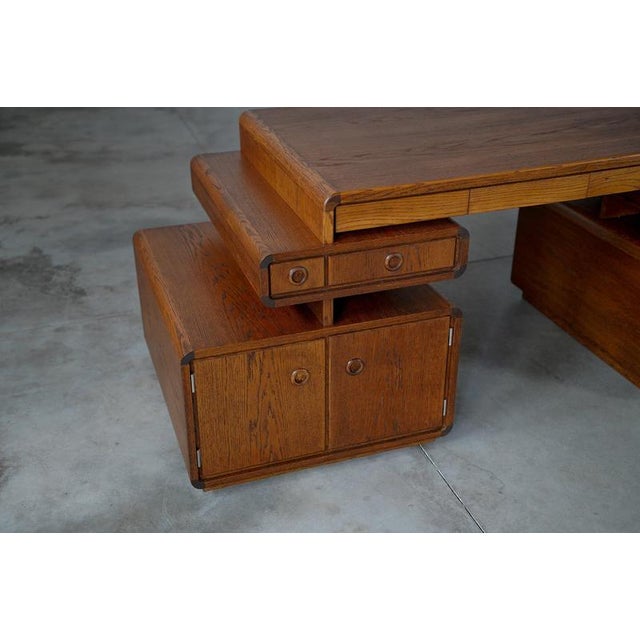 Free Standing Desk in Oak, 1970s For Sale - Image 3 of 16