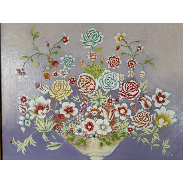 Vintage W. Sterner Still Life- Floral on Vase Oil on Canvas Painting – Framed For Sale - Image 11 of 14