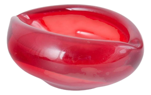 Vintage Decorative Bowl with Softly Folded Rim in Red Sommerso Glass, 1960s