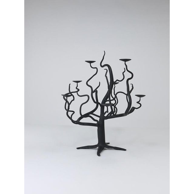 Brown Brutalist Tree of Life Hand-Forged Candleholder, 1970s For Sale - Image 8 of 16