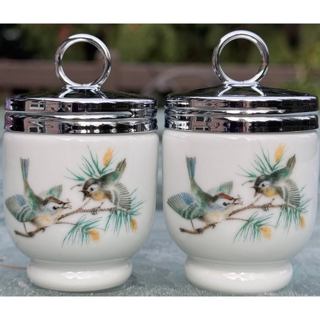 Mid 20th Century Royal Worcester Bird Motif Egg Coddlers - A Pair For Sale - Image 5 of 12