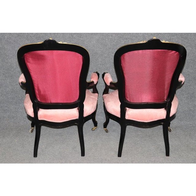 10 Louis XV Style 19th C. Ebonized & Bronze Mounted Dining Chairs For Sale - Image 9 of 17