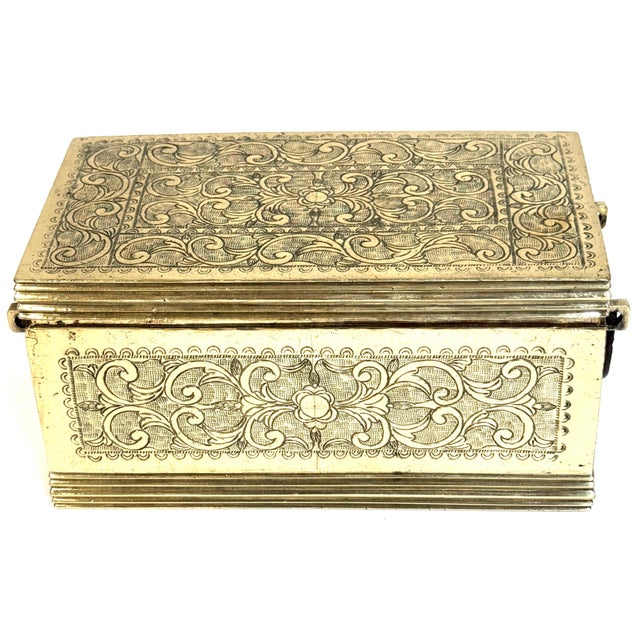 Cast Brass Engraved Brazier Box with Pierced Charcoal Tray, North India For Sale - Image 11 of 18