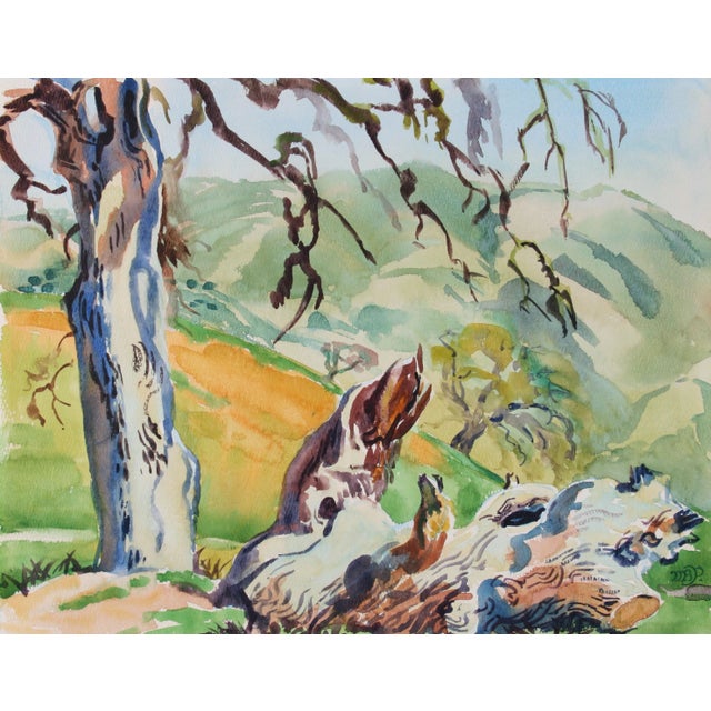 Mary Pomeroy 1970s "Towards Greenfield" Landscape in Watercolor 1970s For Sale
