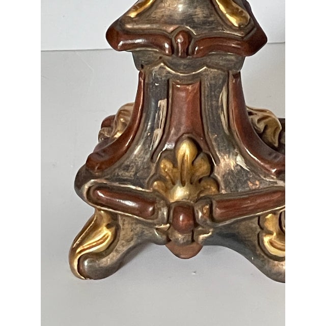 Traditional 20 C Italian Wood Gold Leaf Regency Tall Candlestick For Sale - Image 3 of 5