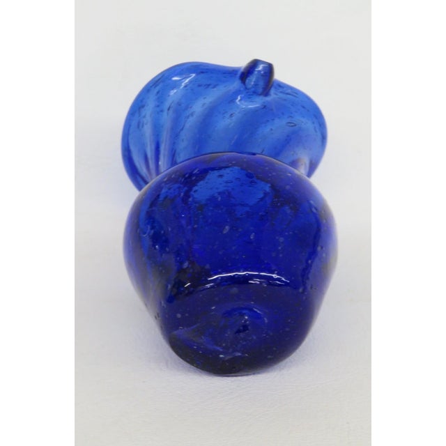 Blue Mid 20th Century Hand Blown Art Glass Mini Pitcher Small Creamer Cobalt Blue Swirl Pattern For Sale - Image 8 of 15