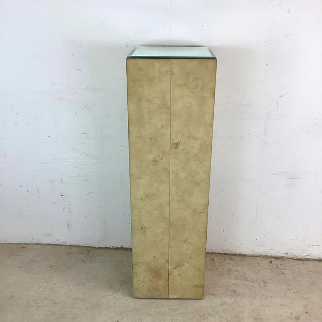 Elevate your favorite sculpture, vase, or floral arrangement with this vintage display pedestal, wrapped in a soft micro...