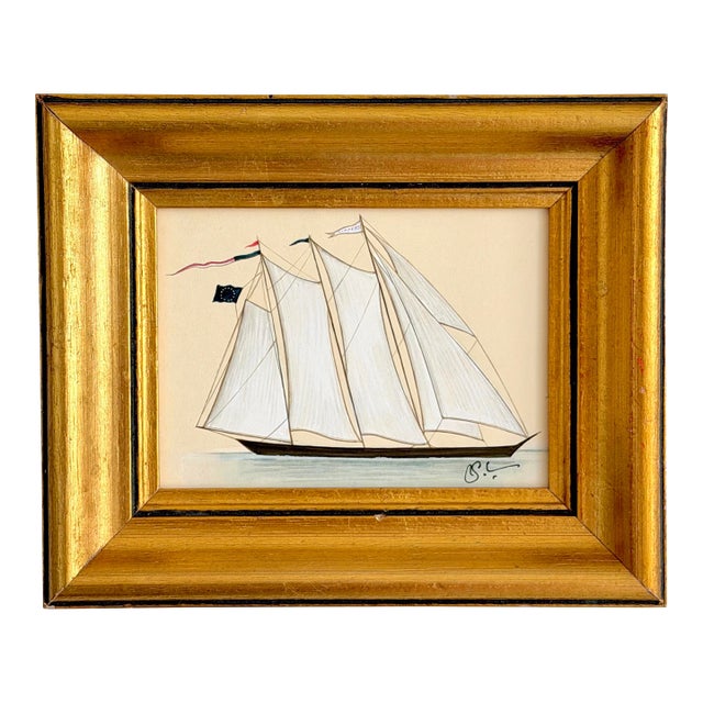 Original Hand-Painted Sailboat Painting, Framed For Sale