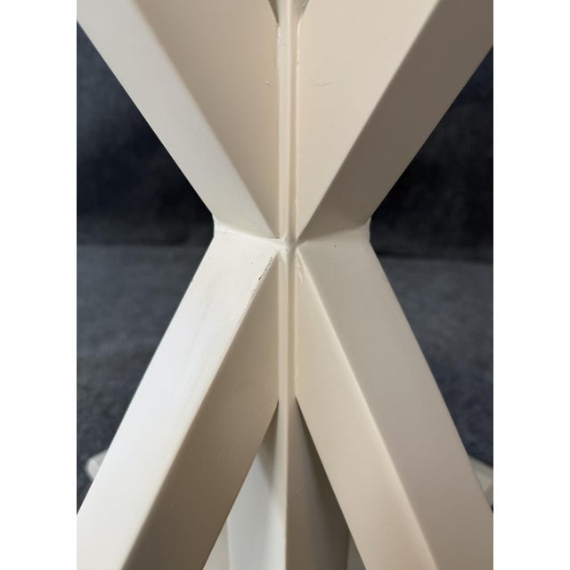 Cream Rustic Round Distressed Oak Side Table For Sale - Image 8 of 11