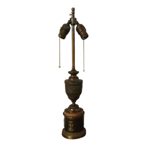 Antique 19th Century French Empire Gilt Bronze Urn Form Table Lamp with Siena Marble 1820