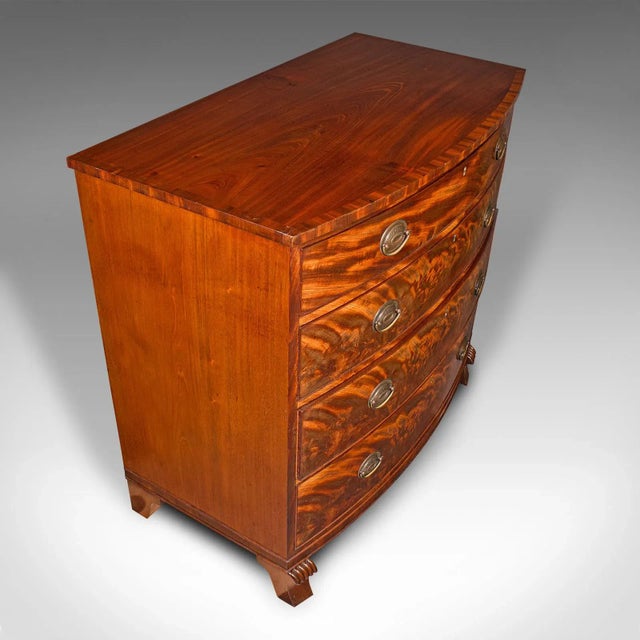 Wood 1860's Large Antique Bow Front Chest of Drawers For Sale - Image 7 of 12