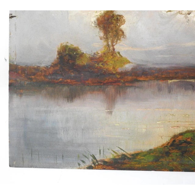 Late 19th Century Late 19th Century Barbizon School Landscape With Fisherman Painting For Sale - Image 5 of 8