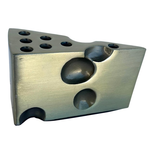 Vintage Brass Cheese Pen Holder For Sale