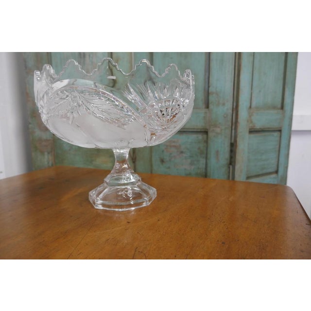 Large French Tazza Etched Cristal Pedestal Fruit Dish, 1960s For Sale - Image 4 of 6