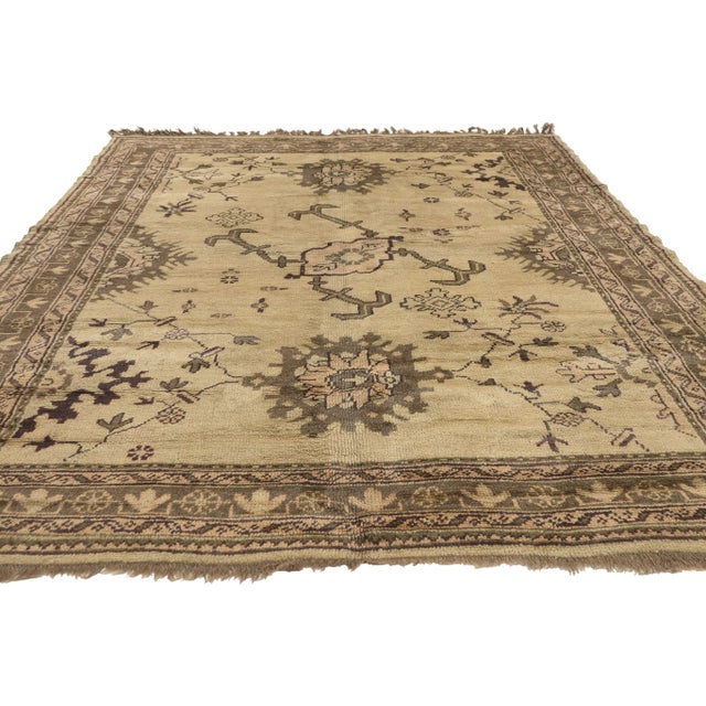 Vintage Turkish Oushak Rug- 05'08 X 07'10 For Sale - Image 4 of 12