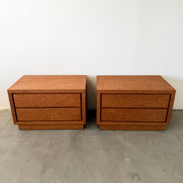 1980s 1980s Postmodern Nightstands in Caramel Burl Veneer – Pair For Sale - Image 5 of 10