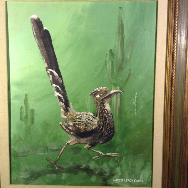 Vintage 1970's Wildlife Acrylic on Cardboard Painting by James Leroy Evans Aprox. Dimensions: Board 20" x 16" Frame: 28" x...