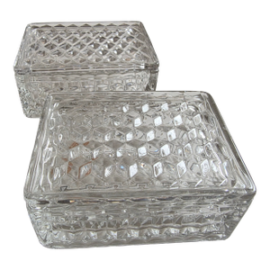 Pair of Fostoria Glass Boxes