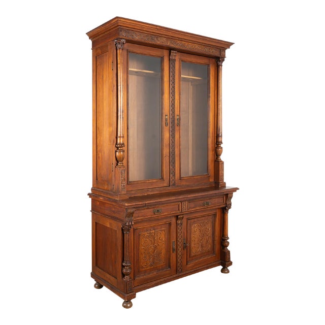 Tall French Walnut Gun Cabinet, Circa 1890 For Sale