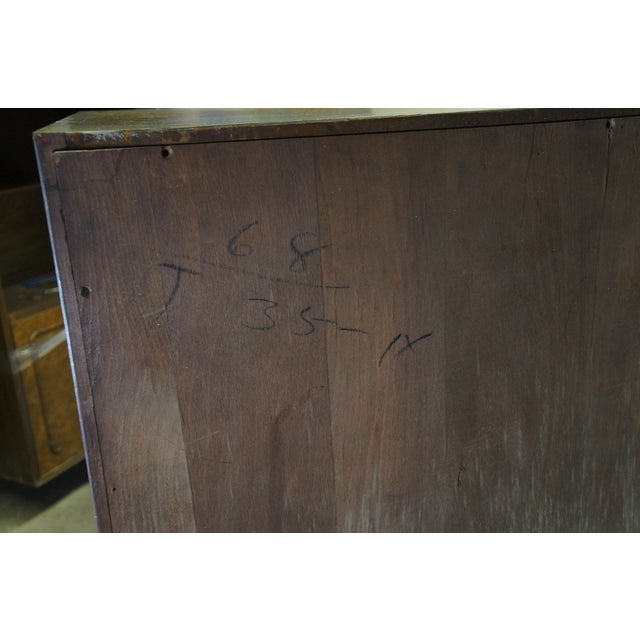 1940s Mid Century Walnut Burl Carved Secretary Writing Desk Bookcase Bureau Cabinet For Sale - Image 6 of 12