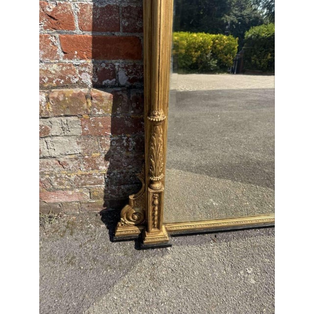 Large Antique 19th Century English Gilt Column Framed Overmantle Mirror. For Sale - Image 5 of 9
