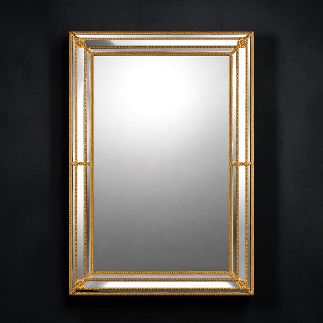 Venetian Wall Mirror with Beveled Glass and Brass Accents, 1970s For Sale - Image 11 of 11