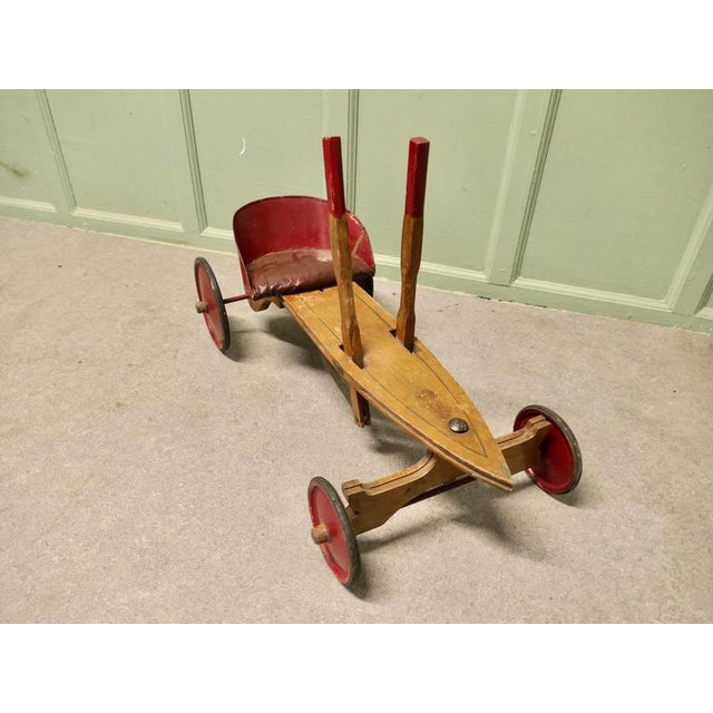 Antique Wooden Hand Operated Childrens Tricycle Car from Periclès, 1930s For Sale - Image 9 of 12