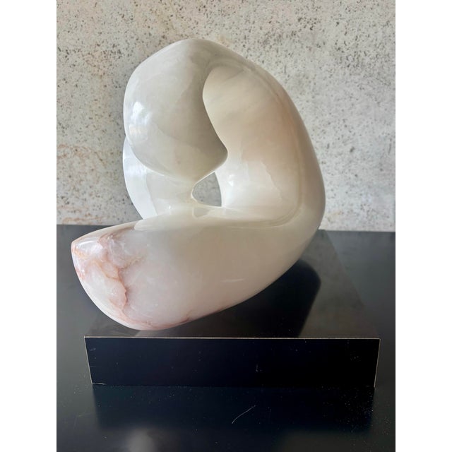 Mid-Century Modern 1970s Freeform Modernist Carved Marble Abstract Sculpture in the Style of Henry Moore For Sale - Image 3 of 6