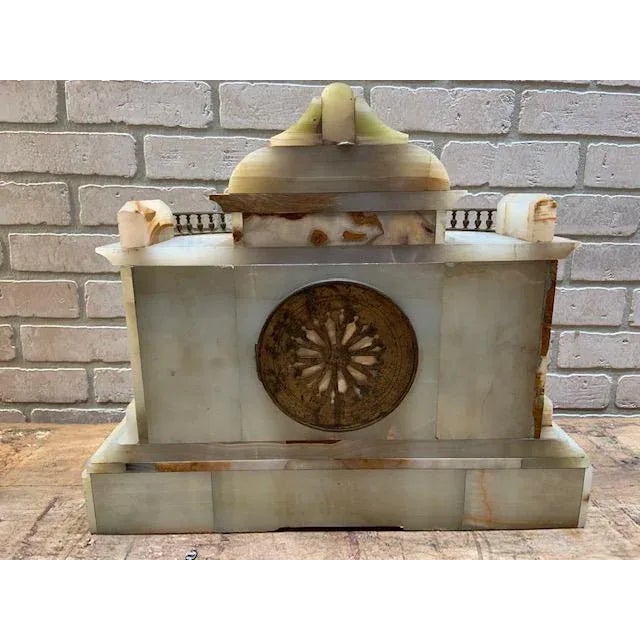 Late 19th Century Antique French Louis XVI Style Onyx & Gilt Bronze Garniture Clock Set With Vincenti Médaille D’Argent Movement For Sale - Image 5 of 12