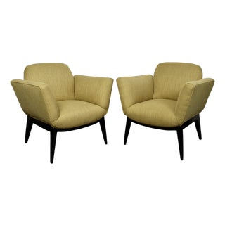 Pair of Mid-Century Yellow Armchairs For Sale
