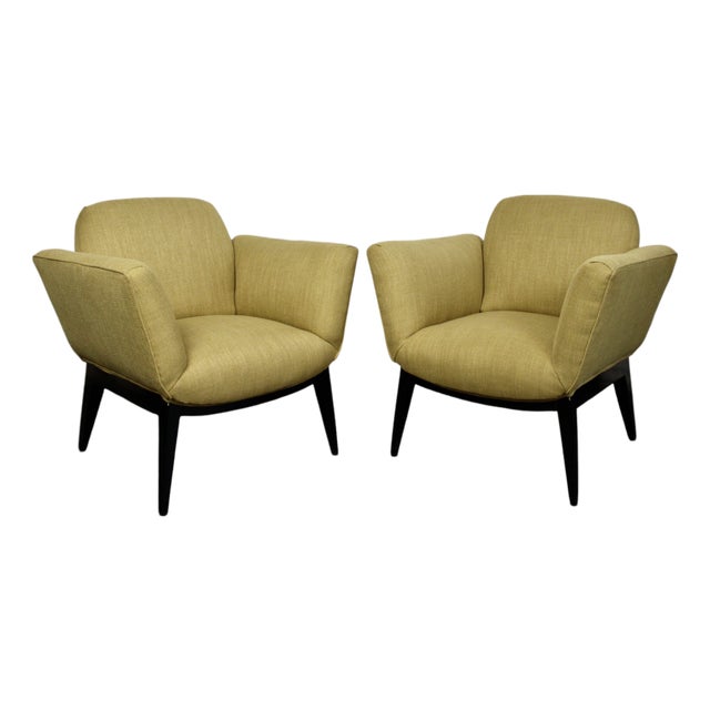 Pair of Mid-Century Yellow Armchairs For Sale