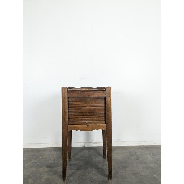 Louis XVI Style Walnut Bedside Table with Curtained Door and Openwork Hearts, in Very Good conditions.