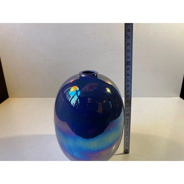 Vintage Höganäs Stoneware Egg Vase with Mirror Glaze For Sale - Image 6 of 8