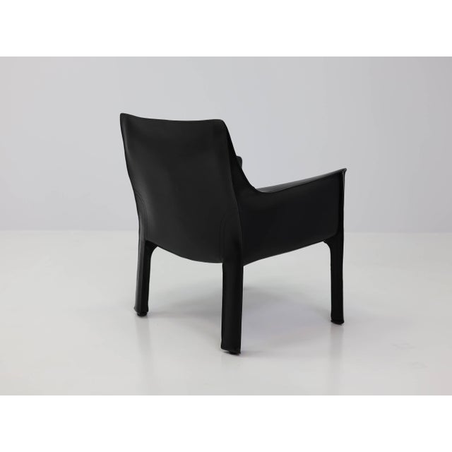 1970s Model CAB 413 Armchairs in Black Leather by Mario Bellini for Cassina, 1977, Set of 4 For Sale - Image 5 of 13
