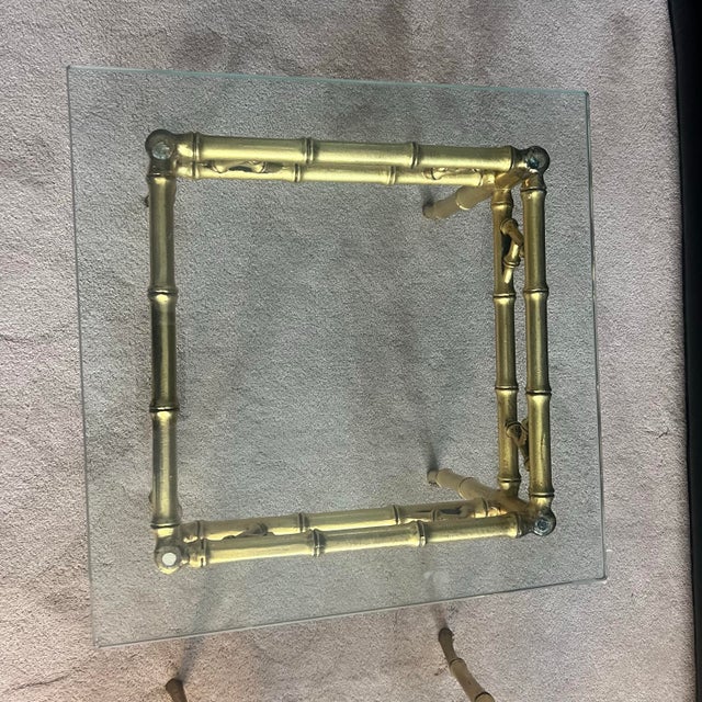 Phyllis Morris Pair of Phyllis Morris Style Gilt Faux Bamboo Gold Side Tables For Sale - Image 4 of 10