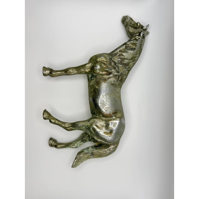 Vintage Cast Metal Horse Figurine With Aged Silver Patina For Sale In Chicago - Image 6 of 7