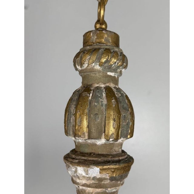 Antique Italian Giltwood and Iron Six-Light Chandelier For Sale - Image 4 of 11