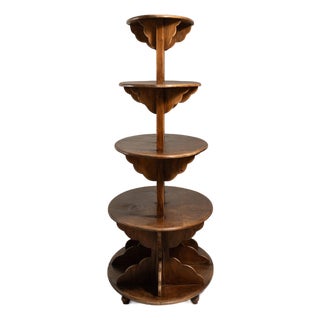 20th Century France Rich Walnut Brown Carved Walnut Five-Tier Dessert Stand For Sale