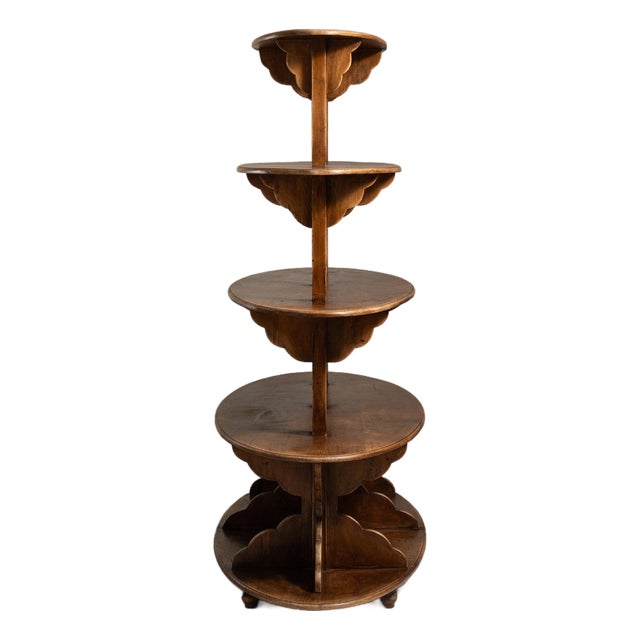 20th Century France Rich Walnut Brown Carved Walnut Five-Tier Dessert Stand For Sale