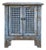 Distressed Ink Light Blue Grid Pattern Doors End Table Nightstand Cabinet For Sale