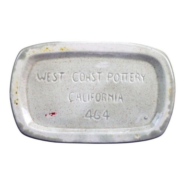 1950s California West Coast Pottery Embossed Bird & Sunrise Pottery Pillow Vase C1950 For Sale - Image 5 of 10