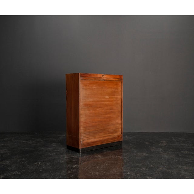Bauhaus Art Deco Filing Cabinet with Rolling Door, 1930s For Sale - Image 3 of 18