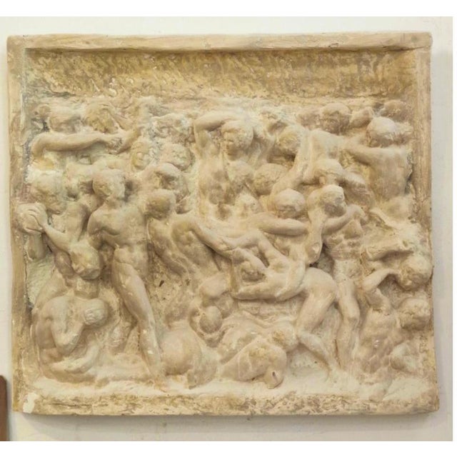 The battle of the centaurs - michelangelo buonarroti - plaster cast early 20th century large ancient bas-relief reclaimed...