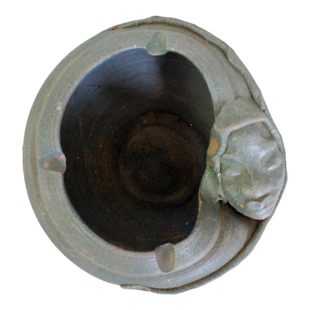 Studio Art Pottery African Woman Face Ashtray or Catchall by Artist P. Mykoo For Sale