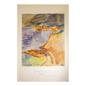 Mid 20th Century "Poule Le Cachet De L’Atelier" Naturalistic Aquarelle Watercolor Painting on Paper by Janine Marca