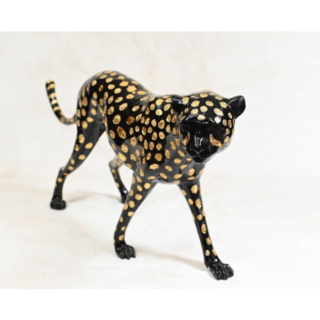 Gorgeous bronze casting of a large black leopard in the art deco style. Good size at almost four feet in length Casting is...