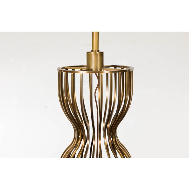 Mid 20th Century Italian Brass Hourglass Shaped Single Light Lamp, US Wired For Sale - Image 10 of 12